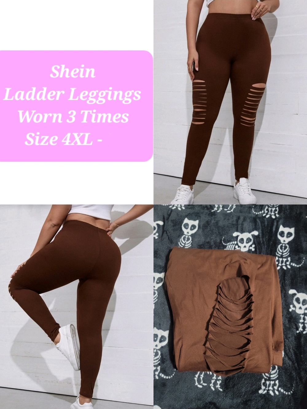 SHEIN Brown Ladder Cutout Leggings